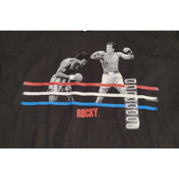 Rocky Movie Large Black T-Shirt Graphic Tee Rocky Balboa Vs Apollo Creed 2018 - Picture 5 of 8